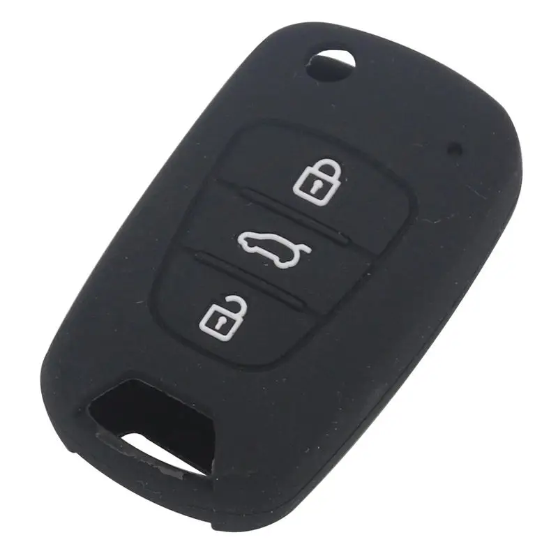 Черный Jingyuqin силиконовый чехол для ключей для Kia RIO K2 K5 Sportage Sorento fit hyundai i20 i30 i35 iX20 iX35 Solaris Verna складной чехол-брелок - Название цвета: Черный