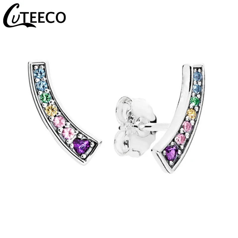 Лидер продаж серьги гвоздики CUTEECO с цветком маргаритки радужным сердцем из