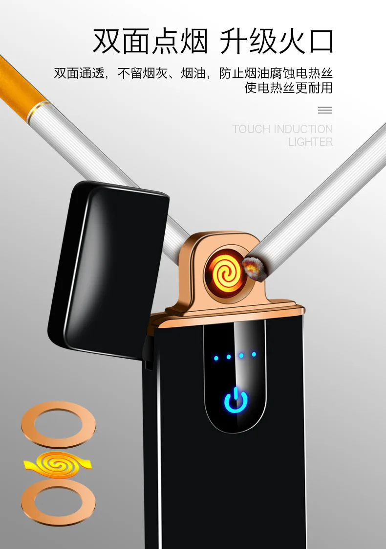 Абсолютно новая сенсорная Индукционная USB электрическая зажигалка для сигарет Двойной Iginite ветрозащитный Табак Encendedor плазменный дым гаджеты