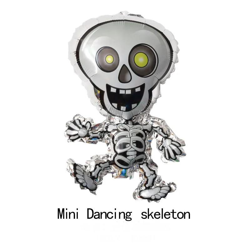 mini dancing skeleto 10 шт Мини Рождественские шары с утолщённой меховой опушкой, Globos Хэллоуина украшения, воздушные шары и снеговиком Лось Санта Клаус надувной шар игрушки - Цвет: mini dancing skeleto