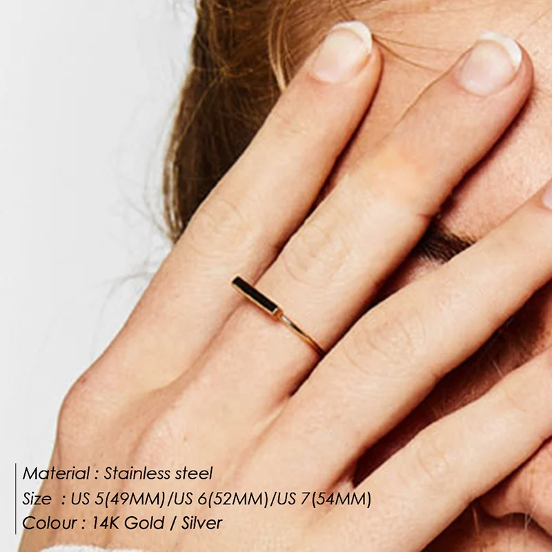 E-Manco Minimaliset панк кольца из нержавеющей стали для женщин розовое золото цвет изысканные мизинец кольцо штабелируемые кольца миди ювелирные изделия - Цвет основного камня: YD14973