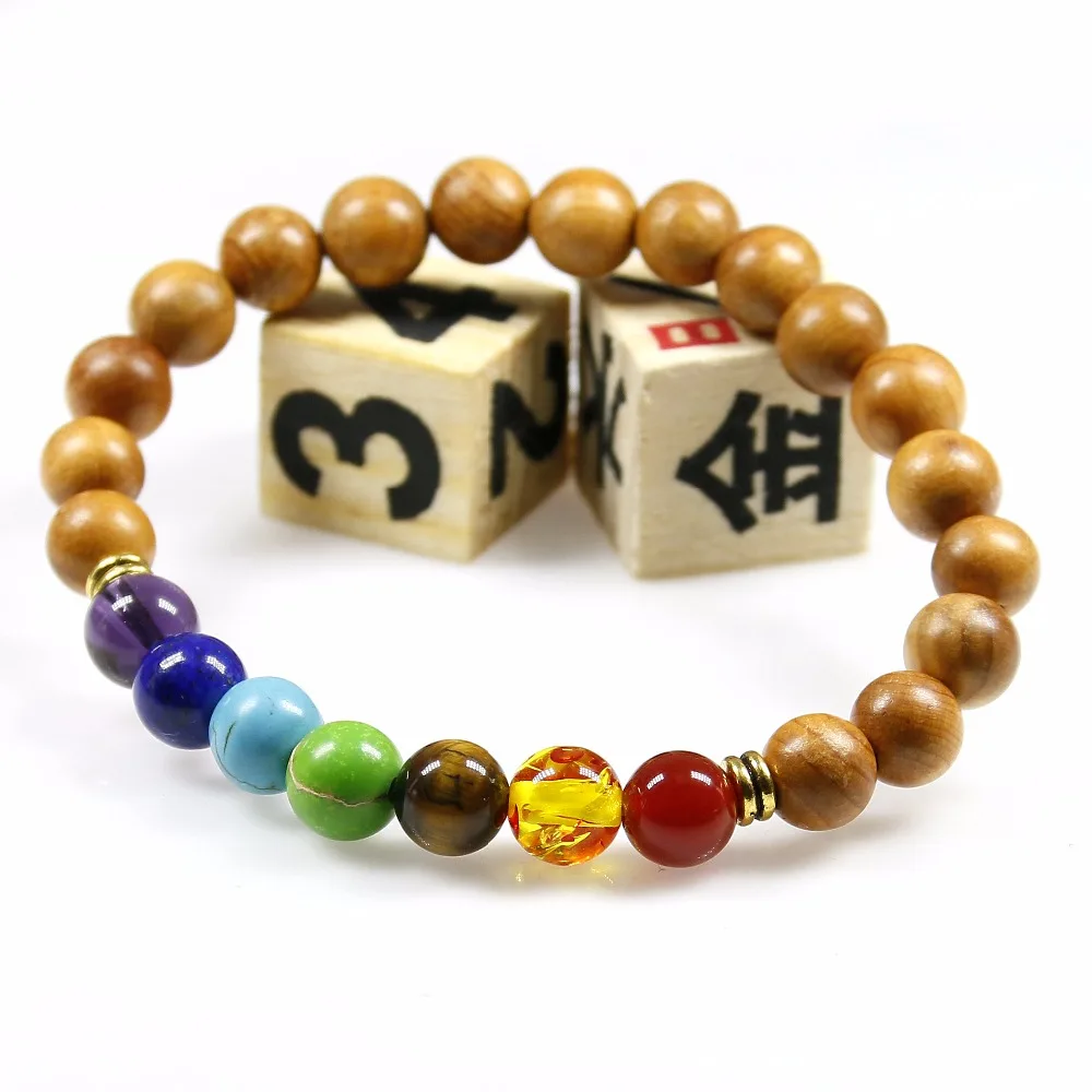 Модные женские и мужские тянущиеся браслеты для йоги 8 мм высокое качество дерево