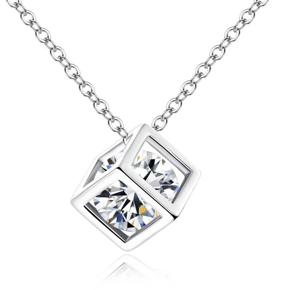 Простой модный стиль ожерелье для вечеринки магический куб CZ кулон женское колье