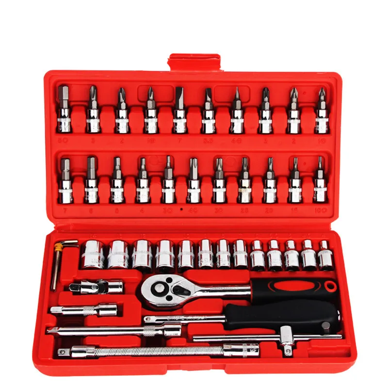

Factory wholesale 46 auto repair tool kit multi-function repair combination wrench universal sleeve casing toolbox