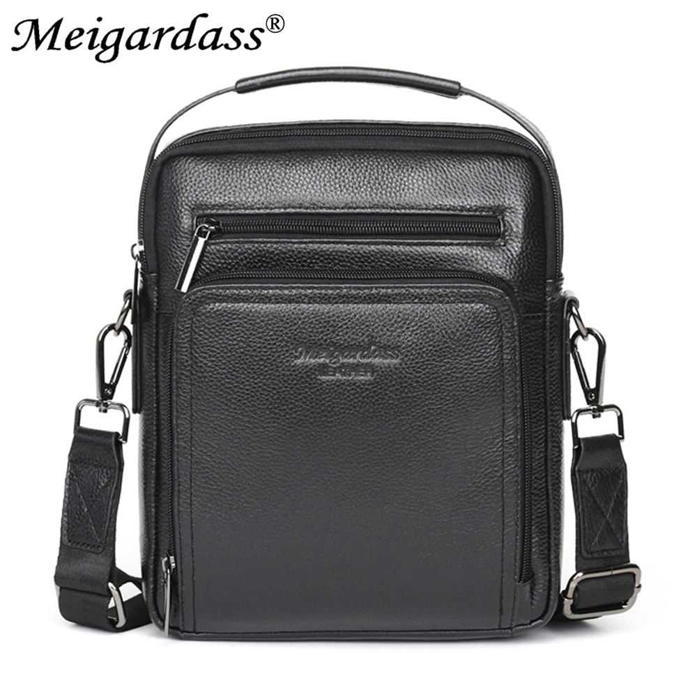 MEIGARDASS Genuine Leather Messenger Bag Mens Business Briefcase Shoulder Bags for male Travel Crossbody Bag Office Handbags NEW