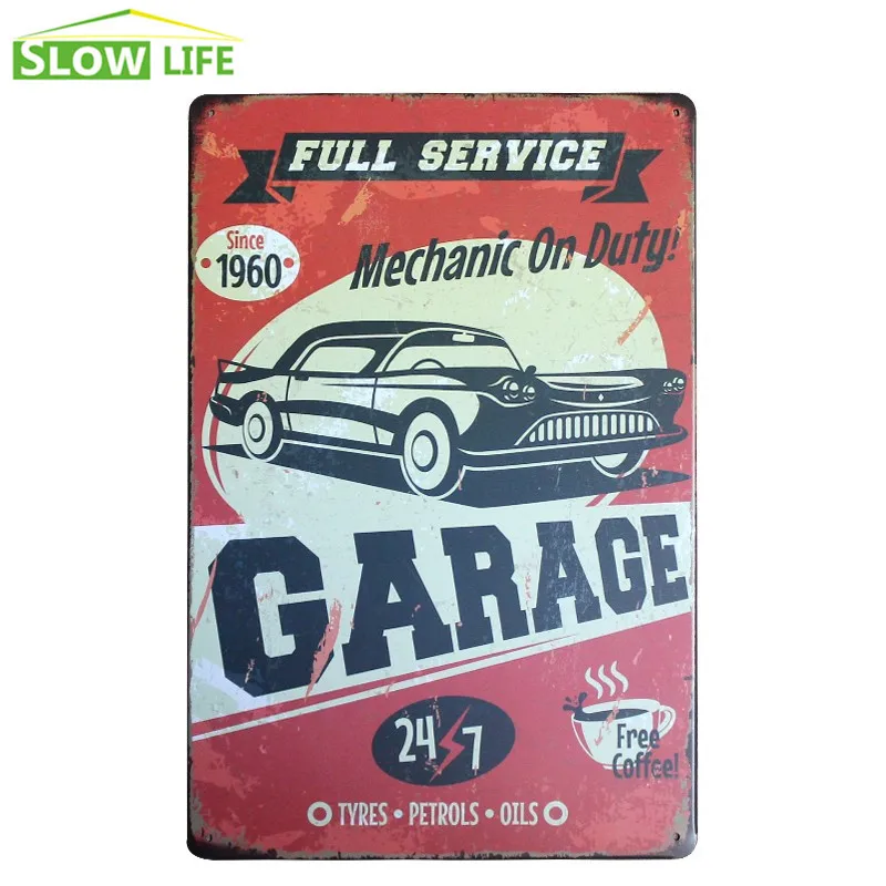 Полный сервис с гаражной тематикой металлический жестяная вывеска Настенный