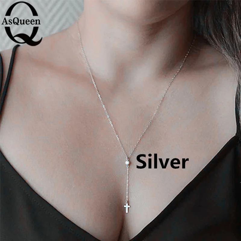 Style 2 Silver Маленькое золотое ожерелье с кулоном в виде Креста для женщин и девочек, мини-подвеска с подвеской золотого цвета, ювелирные изделия с распятием, христианские украшения - Окраска металла: Style 2 Silver