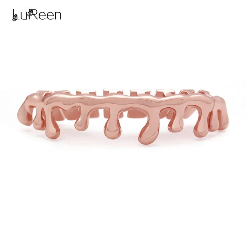 rose gold LuReen новые золотые зубные грили 8 зубных капельных грилей для зубов, нижние зубные колпачки для Хэллоуина, ювелирные изделия для тела, вечерние XHYT1103 - Окраска металла: rose gold