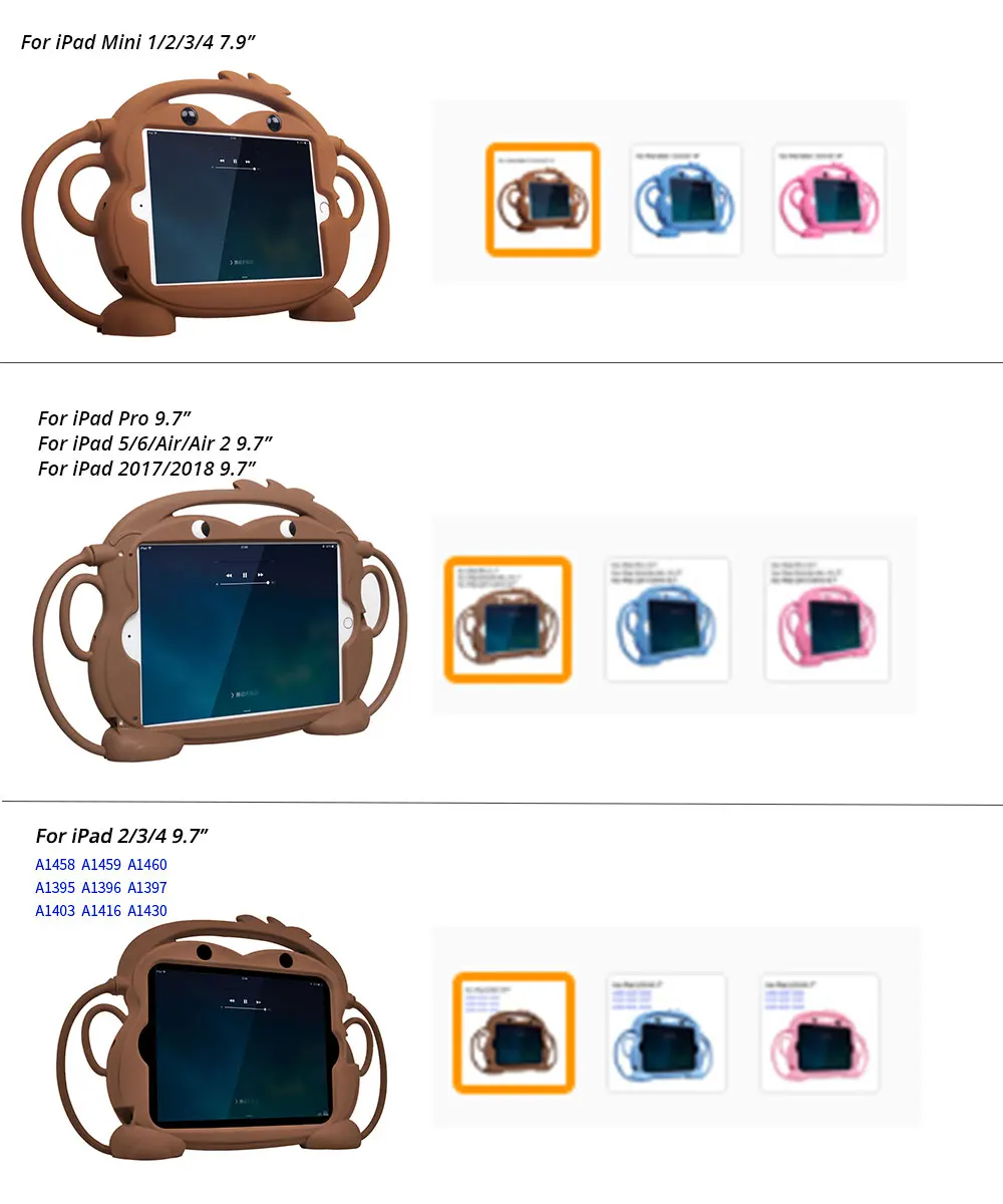 CHINFAI Детский дружественный силиконовый чехол для iPad Mini 1 2 3 4 5 7,9 противоударный нетоксичный чехол для iPad Air2 Pro 9,7''