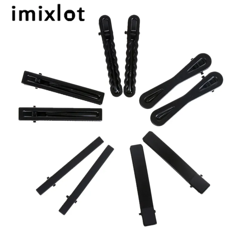 IMIXLOT Модный черный цвет 5 видов формы зажим для волос женский джокер заколка