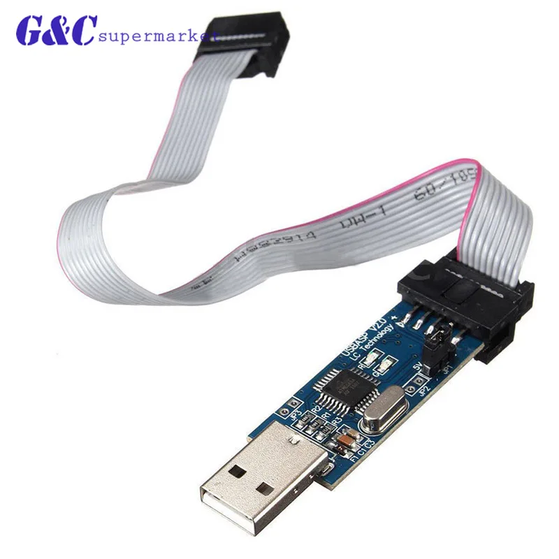 USBASP + 10PIN для 6PIN адаптер Новый USBISP AVR программист USB ATMEGA8 ATMEGA128 | Электронные