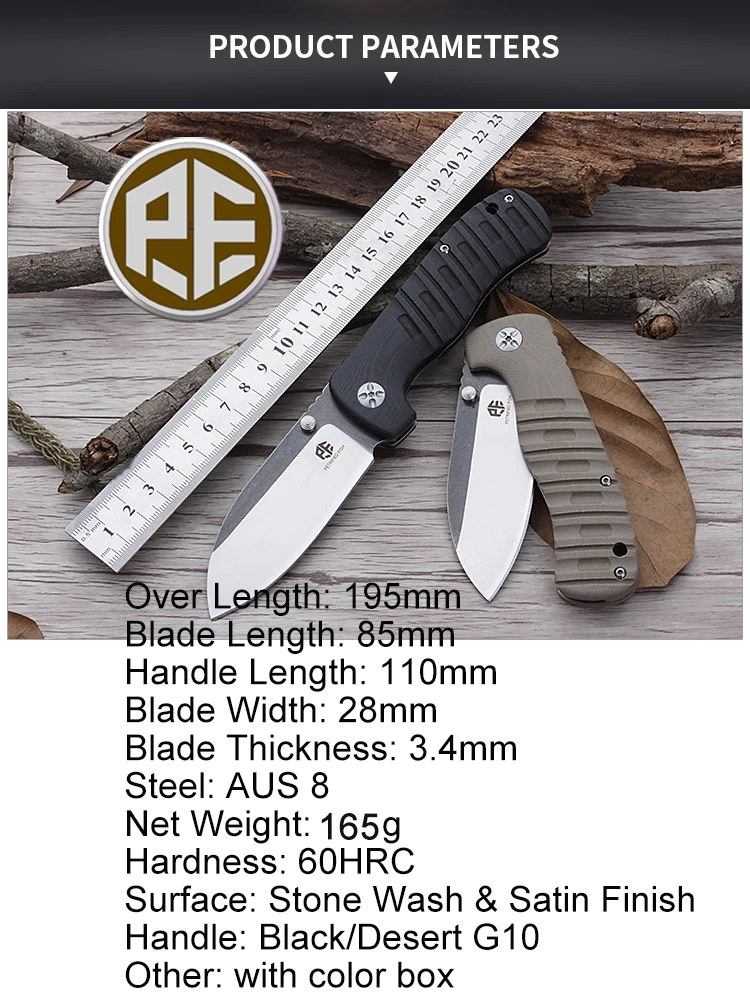 Petrified fish PF714 Походный нож 60HRC US 8 Blade несущий складной нож G10 ручкой охотничий нож карманный нож