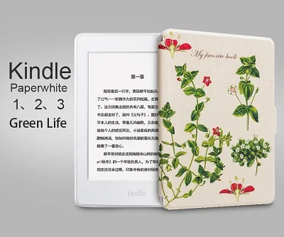 Green Life WALNEW тонкий из искусственной кожи чехол для Amazon Kindle Paperwhite Обложка 1 2 3 2012 2013 Smart 6 дюймов электронная книга Автоматический Режим сна/пробуждения - Цвет: Green Life