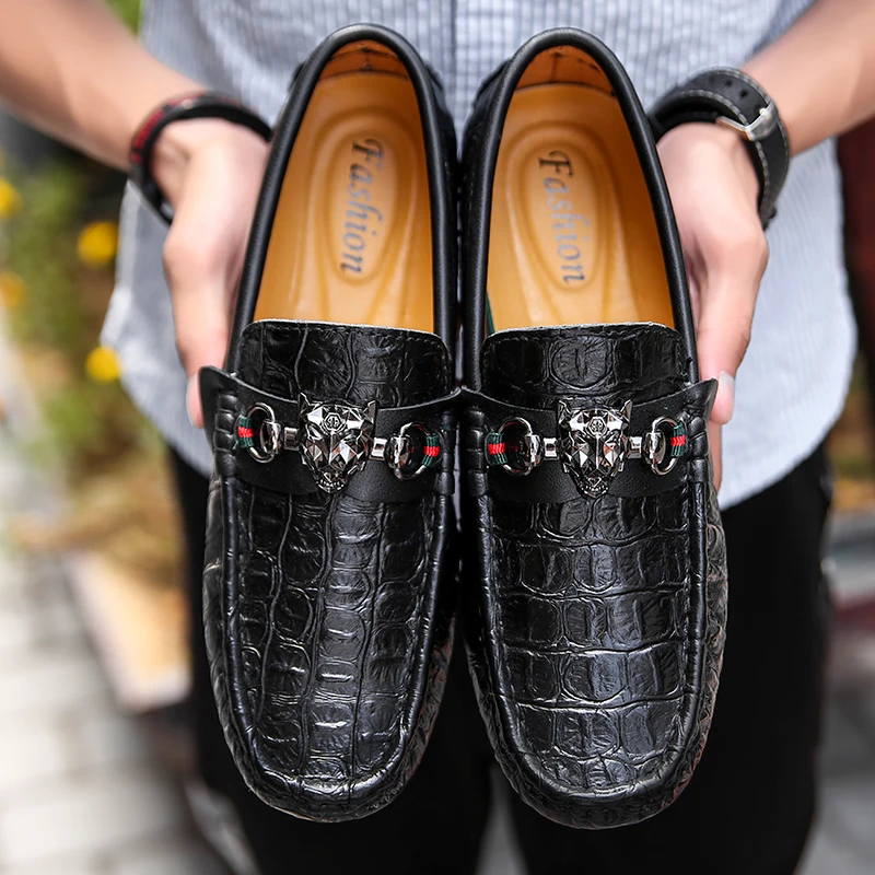 Высококачественная Мужская обувь из натуральной кожи аллигатора для вождения