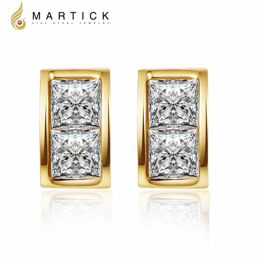 Серьги пусеты Martick из нержавеющей стали золотого цвета квадратные женские серьги