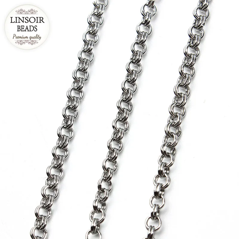 5 м/лот кабель из нержавеющей стали Открытые двойные звенья цепочка ожерелье