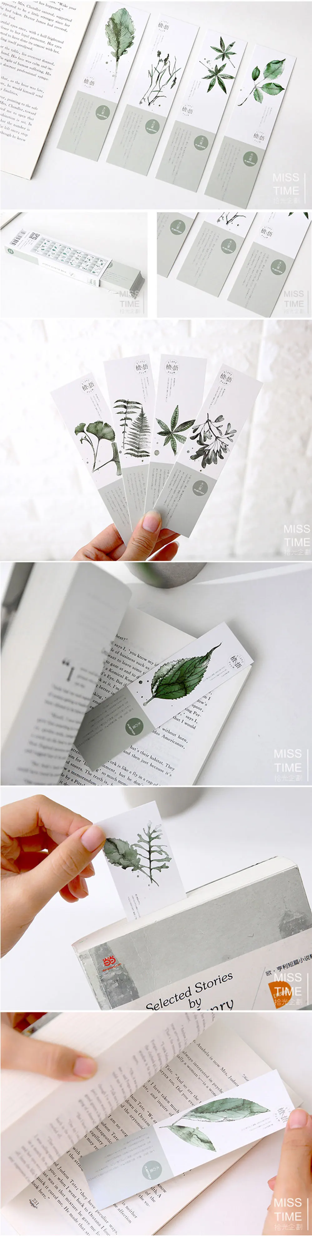 30 шт. натуральные зеленые листья растений бумага Bookmarks kawaii детские канцтовары офисный школьный принадлежности papelaria подарок для детей