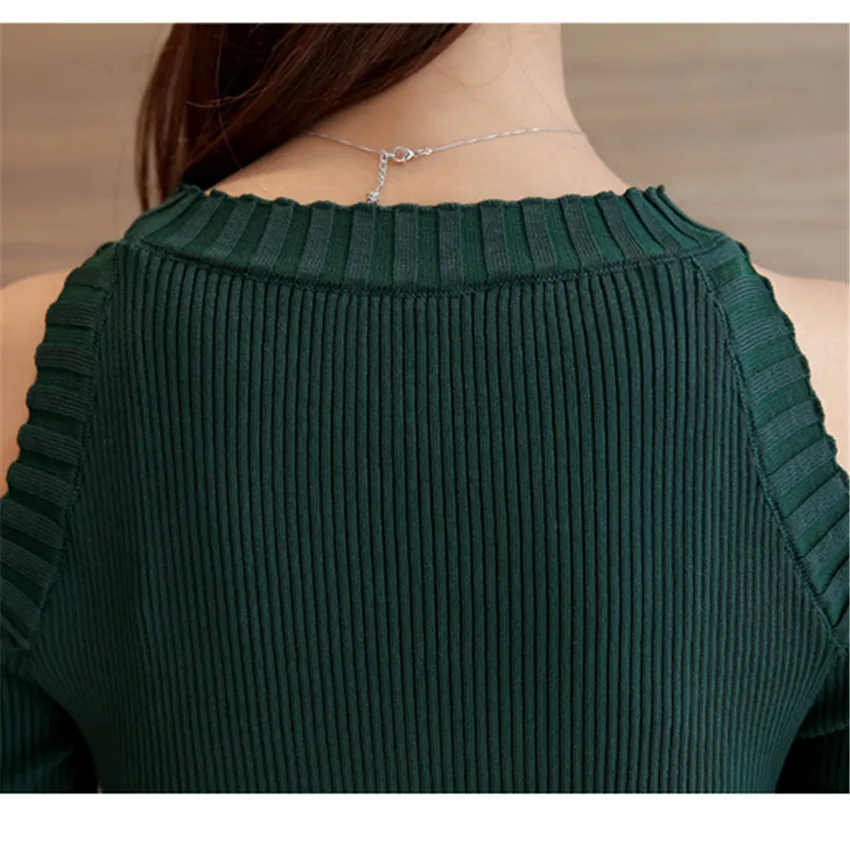 Новые осенне-зимние сексуальные раздельные женские платья пакетом бедра Вестиdos Дамы Утечка плечо Вязаный свитер WZ095.