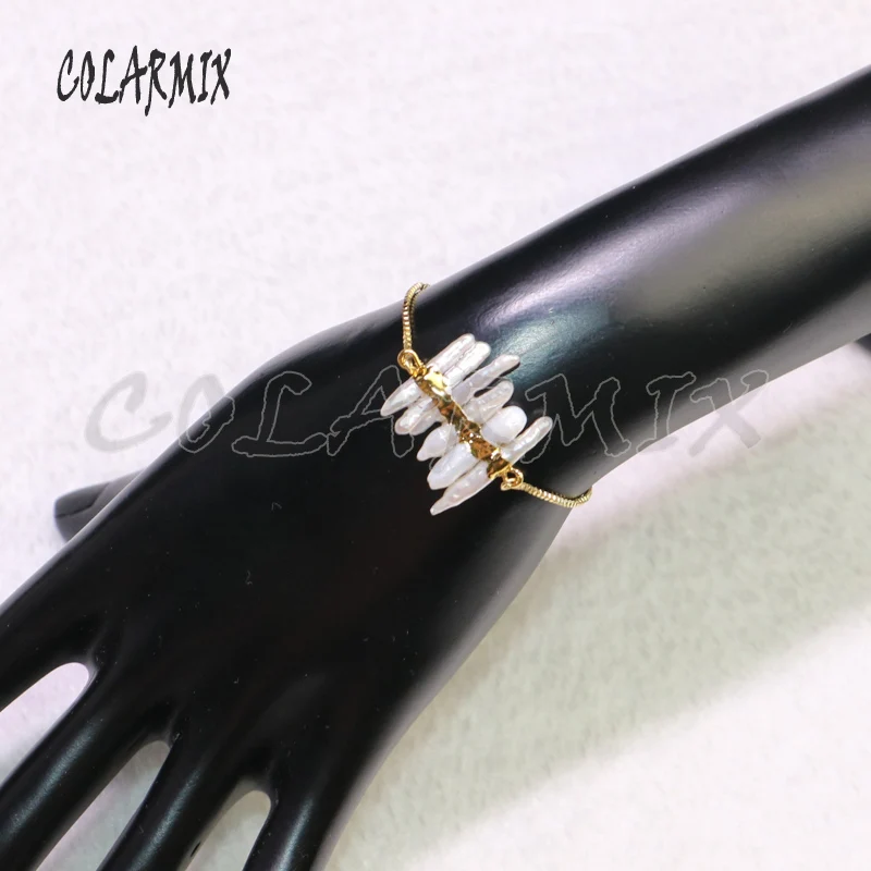 5 pieces Fresh water pearl pillar bracelets free-form jewelry for women 9238 | Украшения и аксессуары