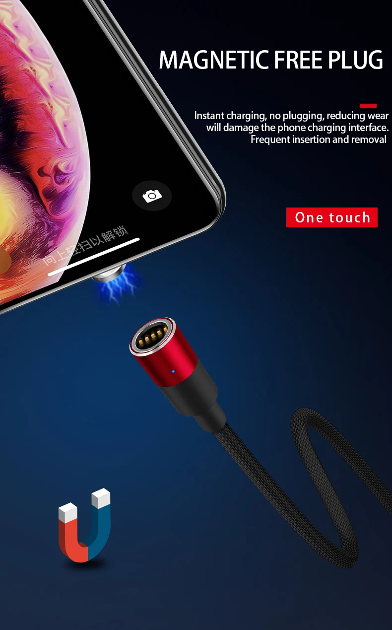 Магнитный зарядный кабель 3A Micro USB C 3 в 1 для iPhone xr xs max магнит Android Синхронизация данных Быстрая зарядка телефонный кабель Автомобильное зарядное устройство