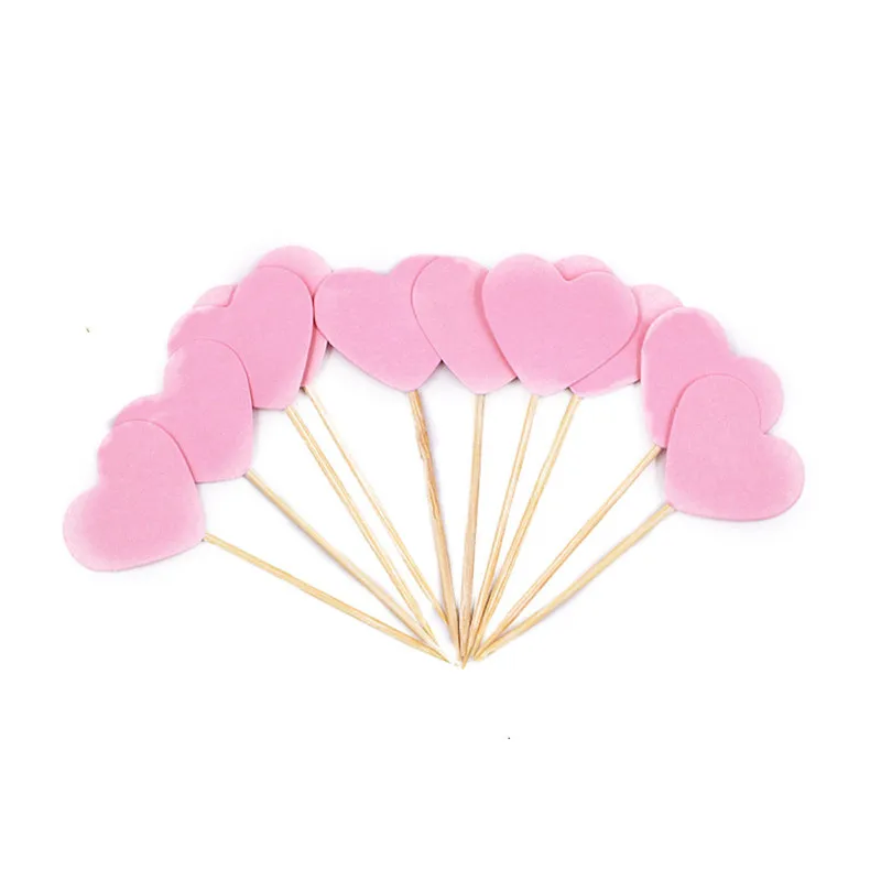 love pink 10 шт. Золотое сердце любовь кекс торт Топпер С Днем Рождения Торт Топ Флаги дети малыш душ Мальчики торт выпечка украшения принадлежности - Цвет: love pink