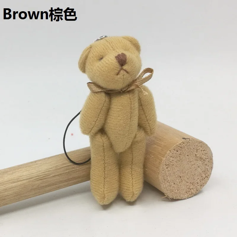 brown 7 см/2,8 дюймов x 20 шт милый мини плюшевый мишка с шарфом галстук-бабочка плюшевый мягкий игрушечный милый подарок куклы разных цветов - Высота: brown