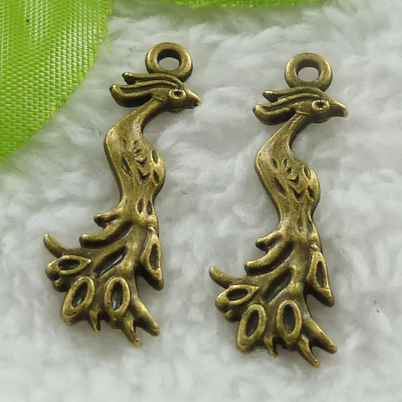 200 pieces antique bronze peacock charms 32x12mm #781 | Украшения и аксессуары