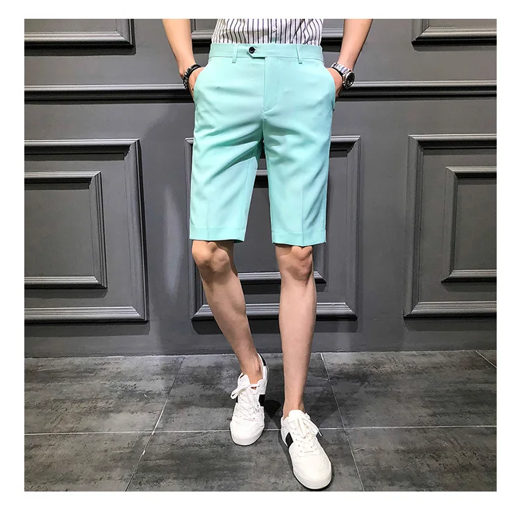 Короткий костюм брюки мужские платья брюки красные пятые Брюки Slim Fit Королевский синий Pantalon Slim Homme летние шорты Calca Social casual