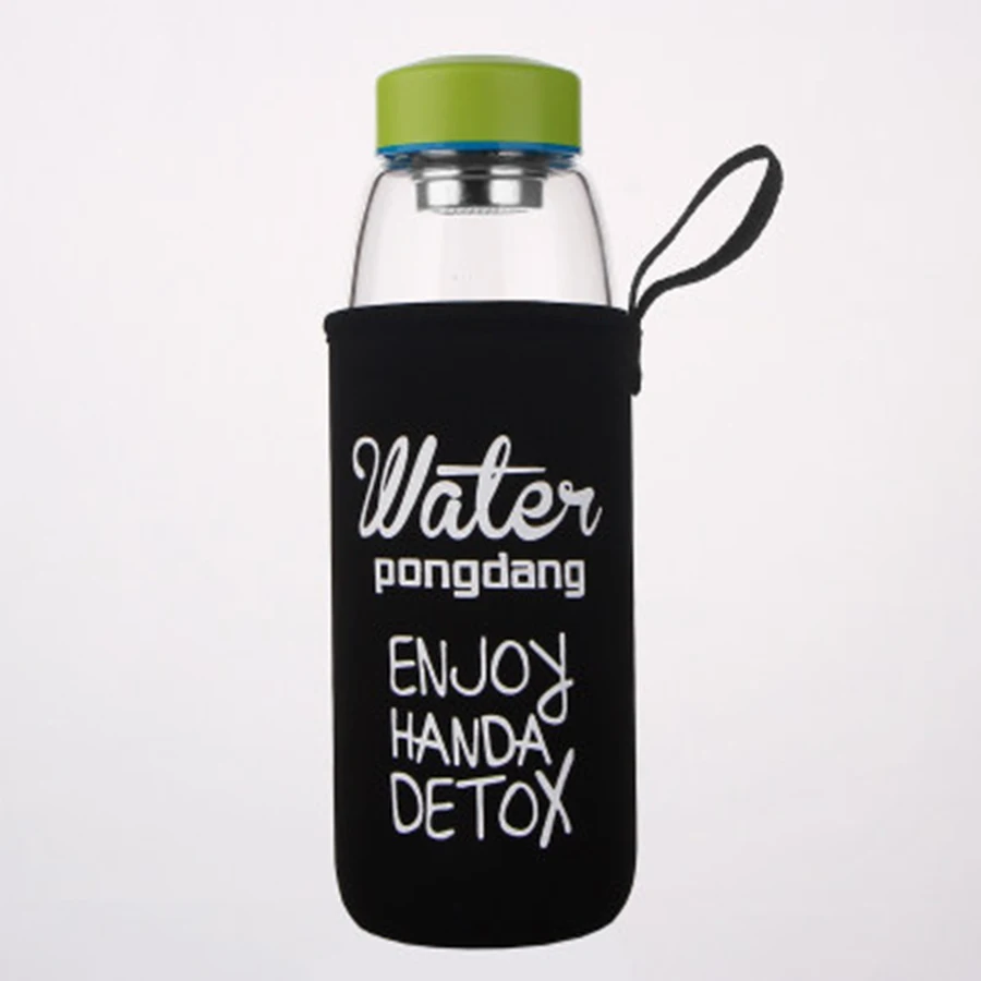 Портативная большая стеклянная бутылка для воды банки крышка чашек напитков