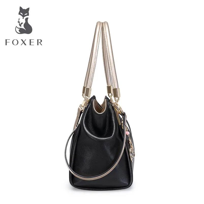 Новинка 2020 качественная модная сумка FOXER из натуральной кожи объемная мессенджер