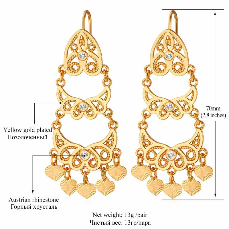 U7 Кисточки Длинные Серьги Женщины Ювелирные Изделия Модный Золото/Platinum