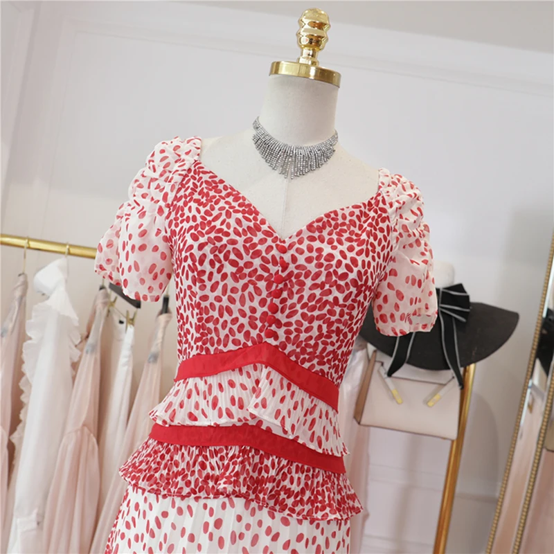 Высокое качество 2020 стильное подиумное Платье женское с коротким рукавом в