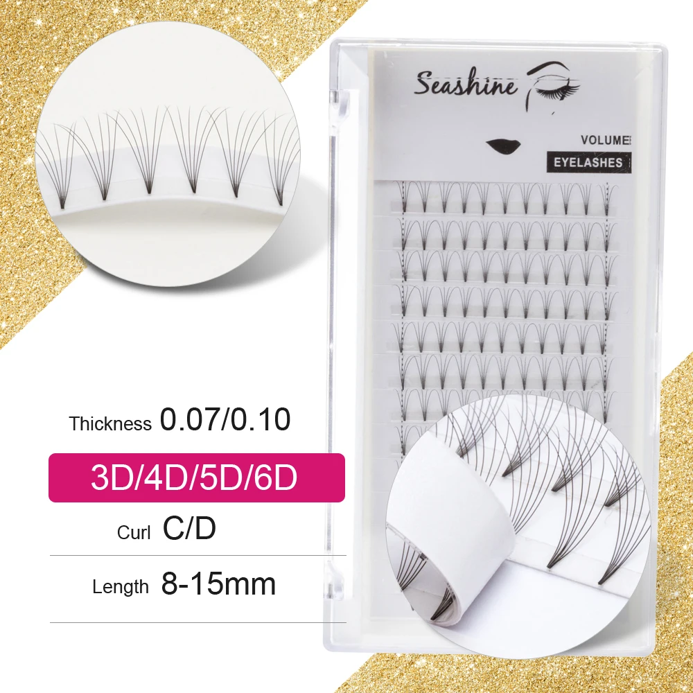 

Seashine Premade Fans Short Stem C D Curl Mink Eyelash Extension Volume Lashes Fans Handmade Natural Soft Premade Fans Supplies