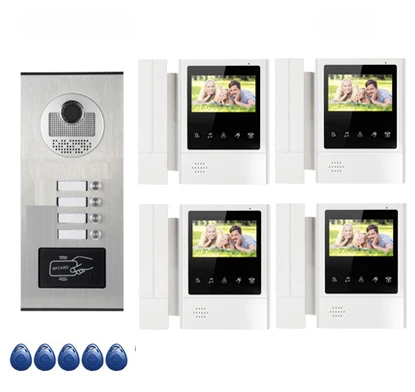 

Система внутренней связи xinslu для дома, домофон для 4-в-1, 4,3 дюйма, видеодомофон, идентификационная карта, разблокировка