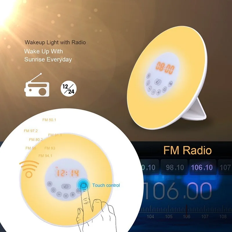7 цветов умный светодиодный Ночной светильник электронный цифровой будильник