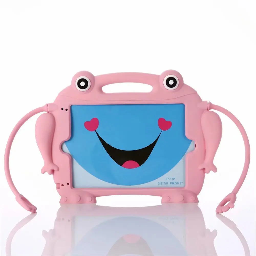 Pink Для ipad 9," /Air 2 Чехол детский безопасный силиконовый лягушка противоударный Чехол С Ручками Чехол для ipad Pro 9,7" - Цвет: Pink