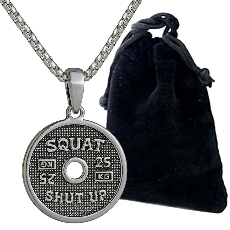 Мужская подвеска для фитнеса с весовой пластиной ожерелья из нержавеющей стали