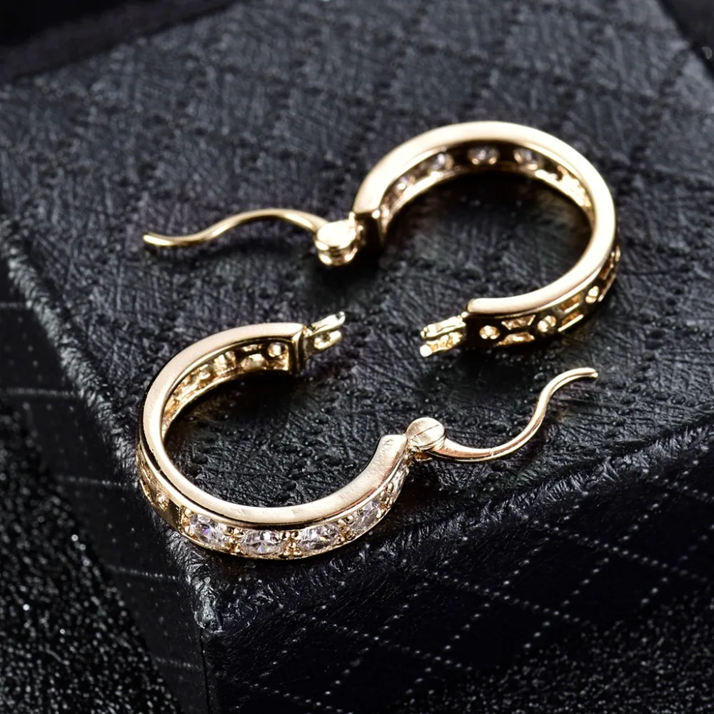 Женские серьги кольца XIAGAO элегантные золотого цвета с фианитами ААА|hoop earrings for