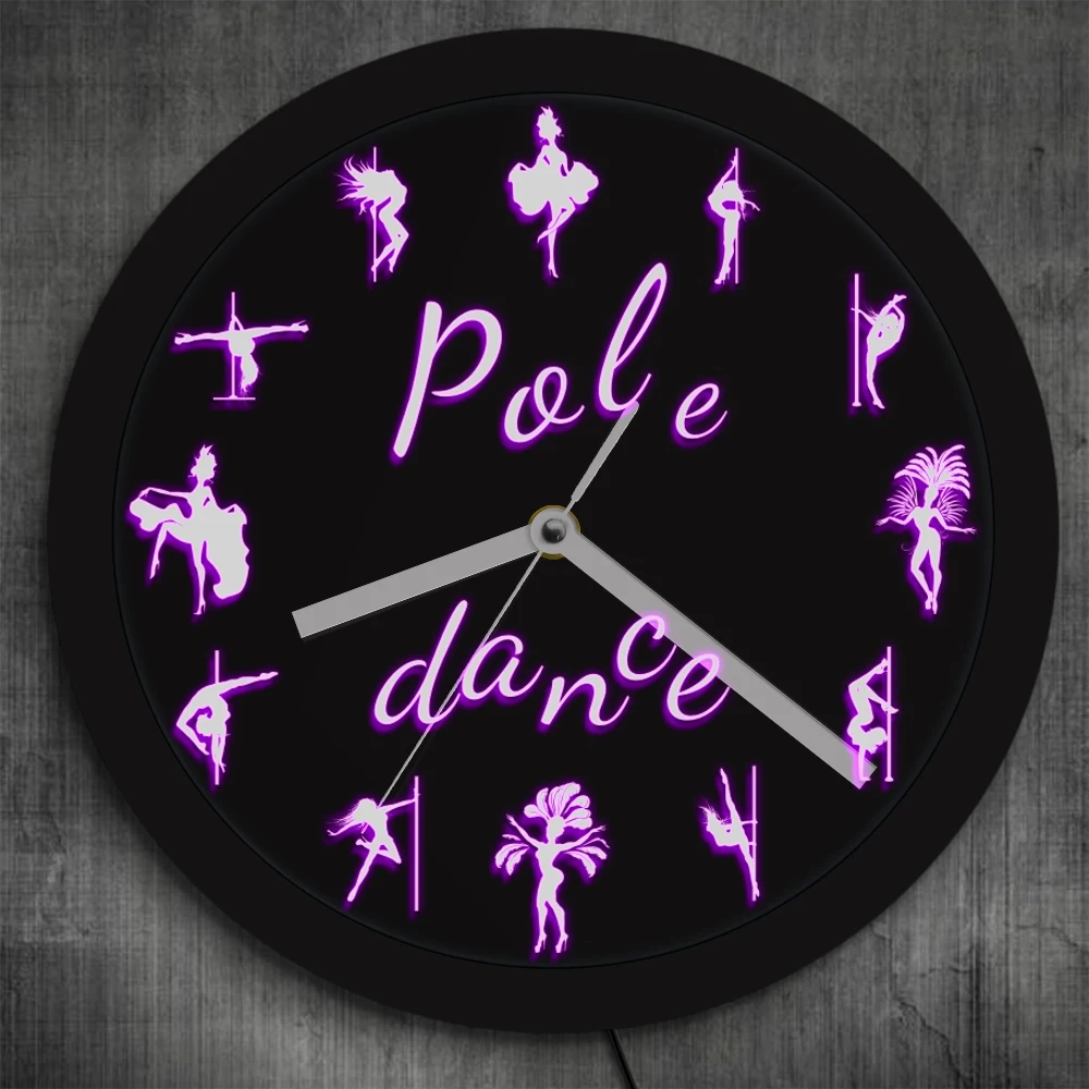 Pole Dance LED освещение настенные часы с пультом дистанционного управления Изменение