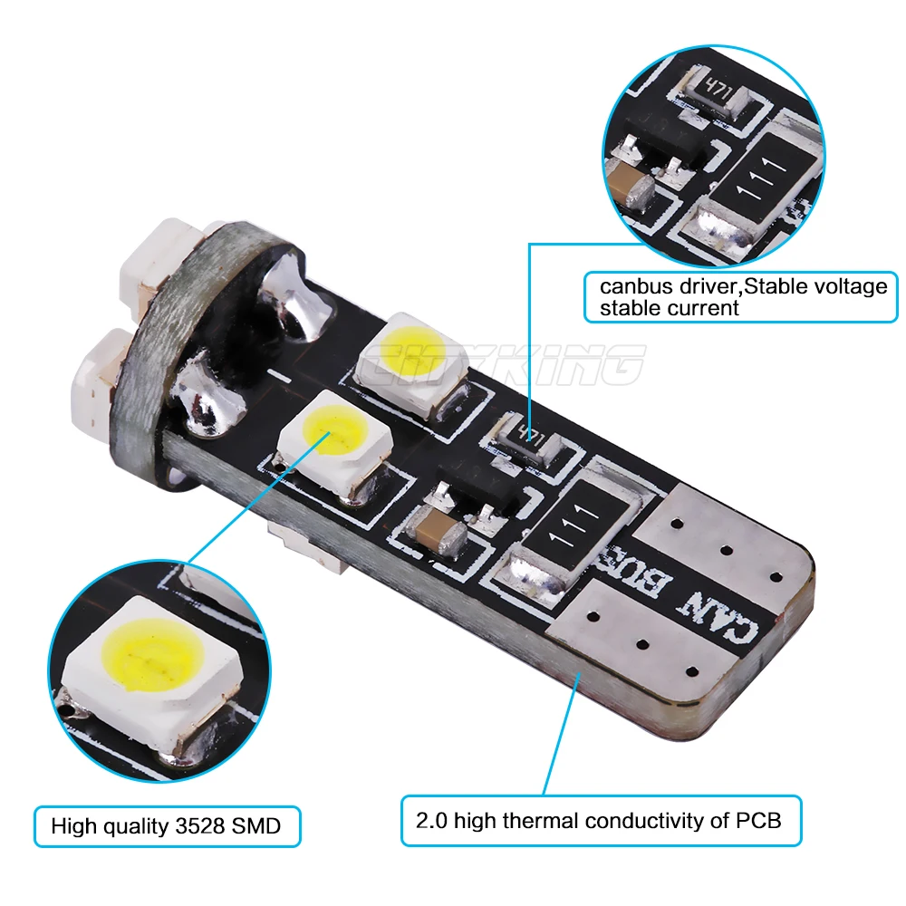 20 шт./лот canbus T10 led 8SMD 1210 LED Canbus No OBC Error 194 168 W5W 8 интерьерная Лампа Белая|interior lamps|led