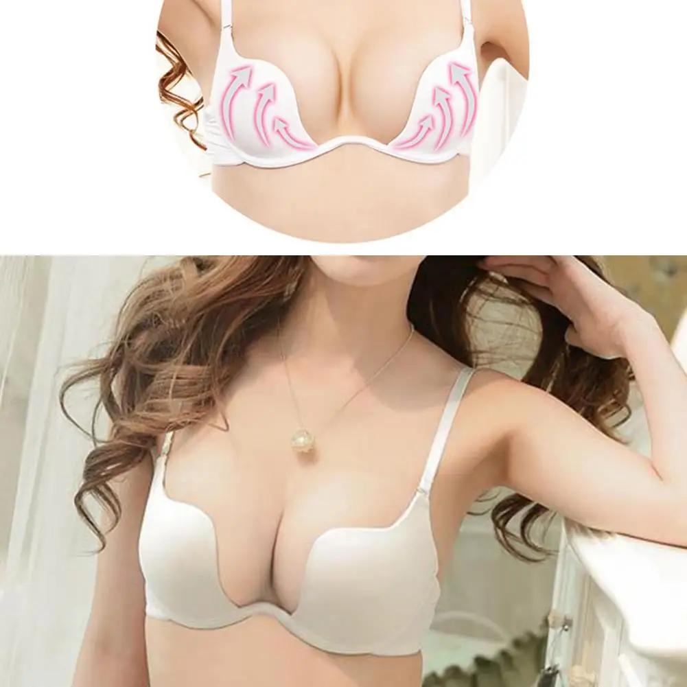 Женский бюстгальтер пуш-ап с глубоким u-образным вырезом и открытой спиной белые