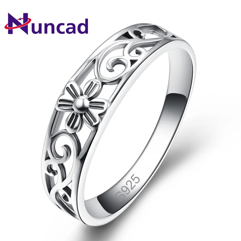 NUNCAD 100% 925 кольцо с полым цветочным узором Свадебные обручальные кольца для женщин