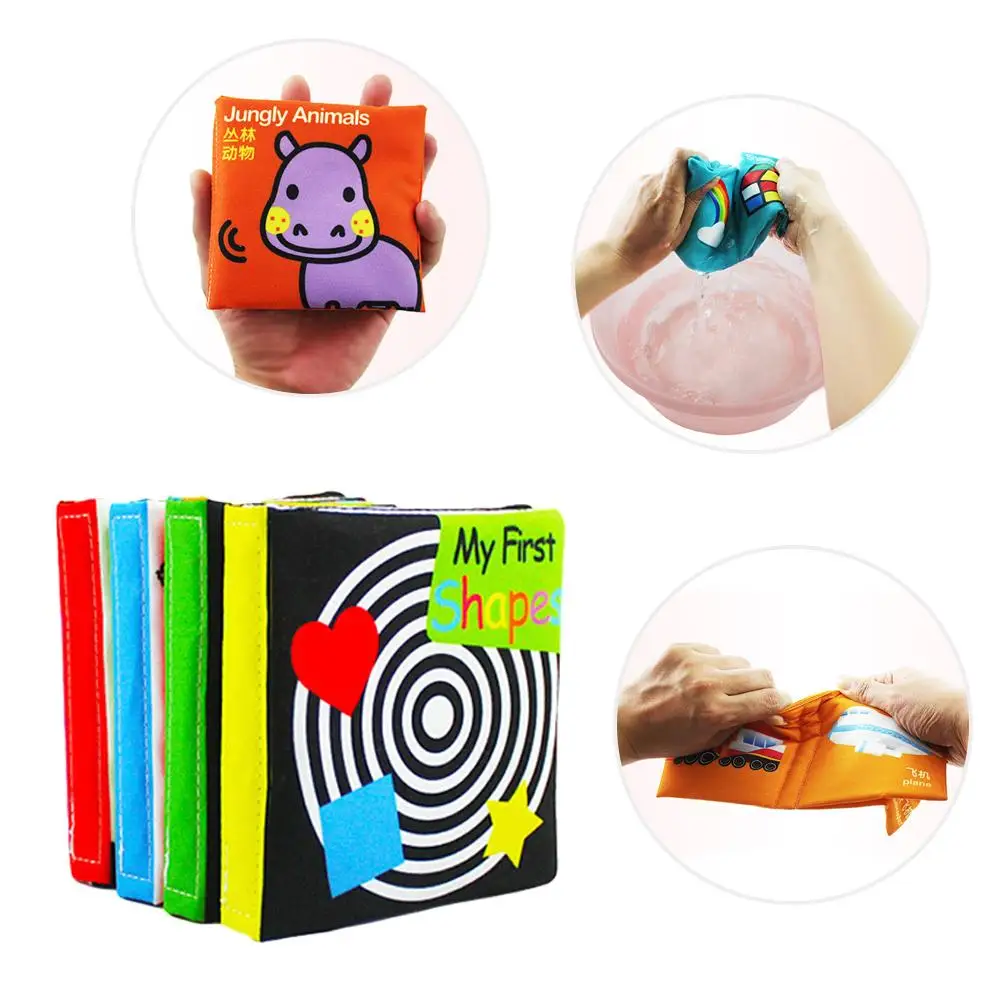 4PCS Infant Black And White Enlightenment Paper English Cloth Book Early Education Puzzle Baby Tear Not Bad Palm | Игрушки и хобби