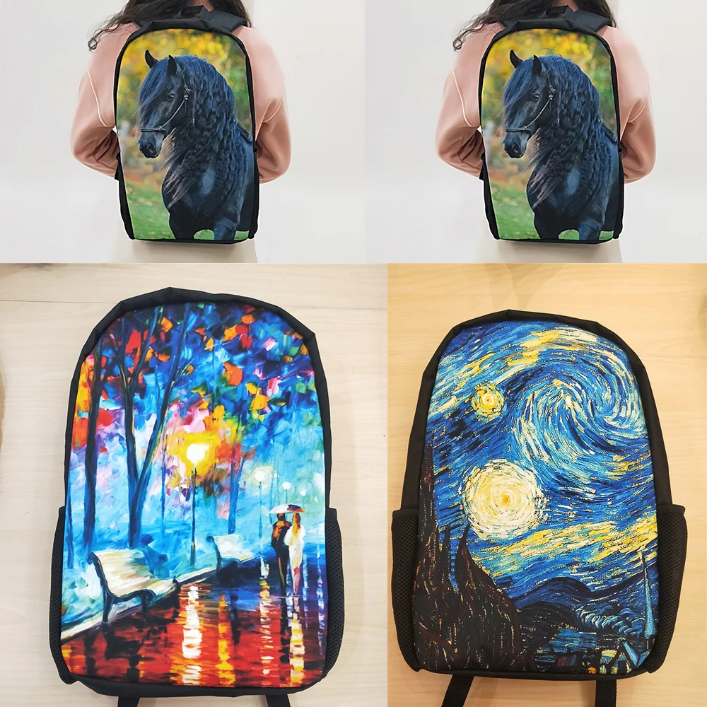 

Women School Bags Van Gogh Famous oil Painting Backpacks For Teens Girls Travel Bag Primary Rucksacks Mochila Dropshipping