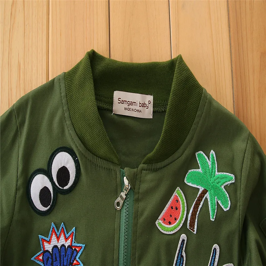 2019 Embroidered Baseball Suit Army Green Children's Wear Women's Short Jacket Printed | Детская одежда и обувь