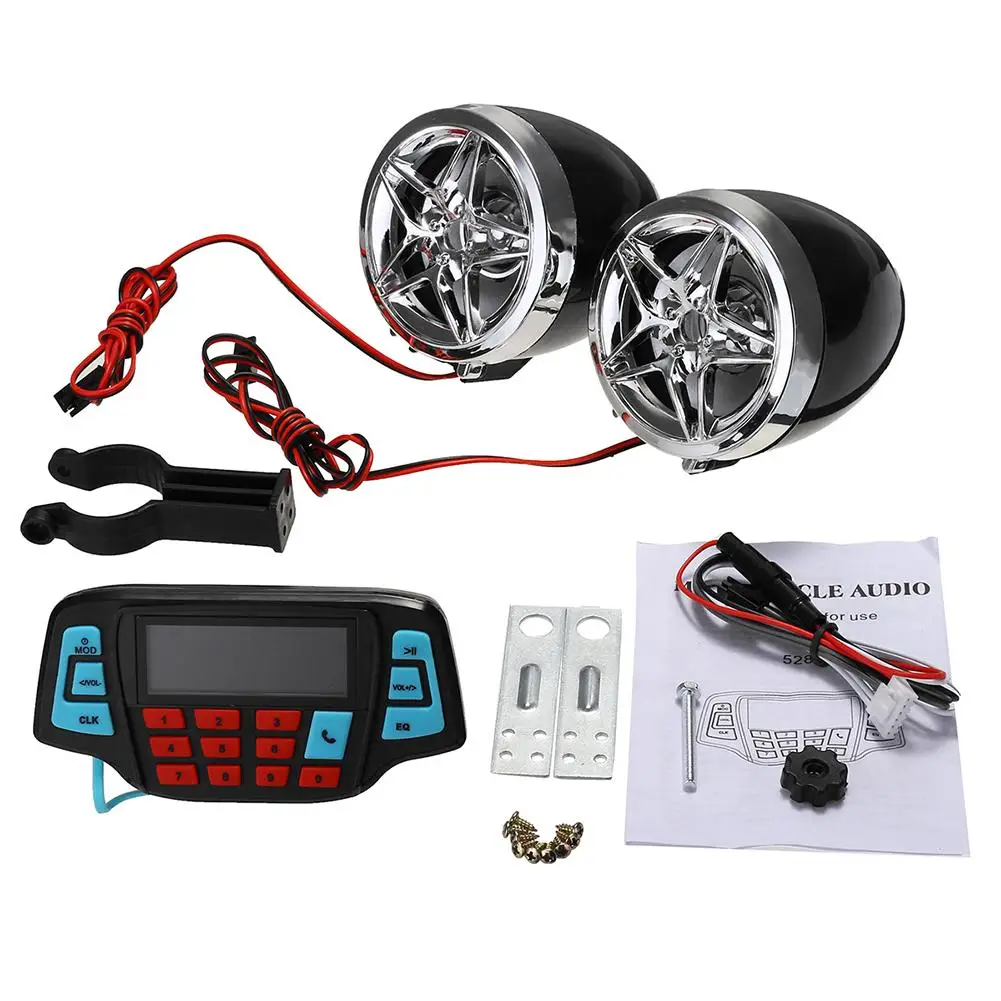 Мотоцикл MP3 плеер спикер Матч Bluetooth ATV аварийный сигнал с креплением на руле Авто звуковая система Музыка FM AM Radio12V мотоцикл аудио