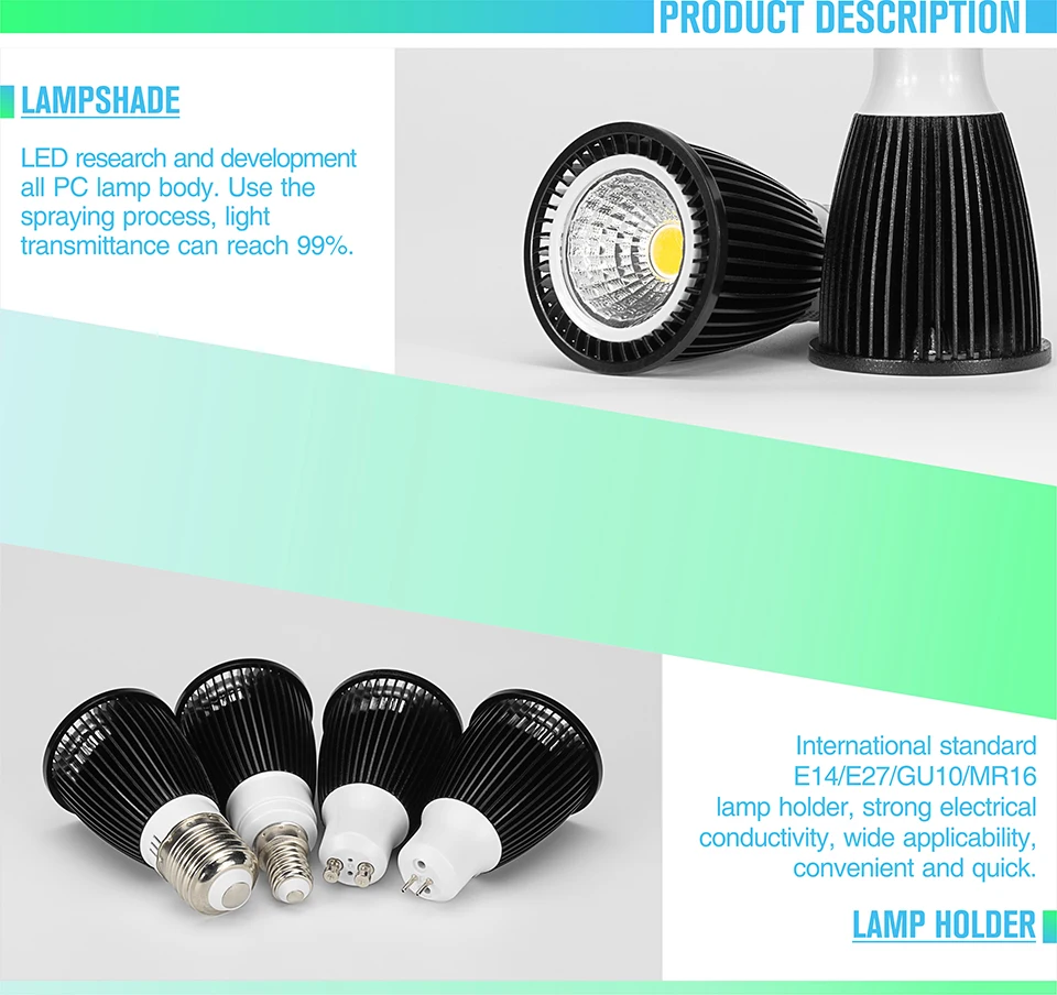 10 шт светодиодный Spotlight GU10 MR16 E27 E14 5 W 7 W 9 W 12 W AC220V 120 градусов Полный лампа полного спектра светодиодный удара Bombillas Теплый/натуральный/холодный белый