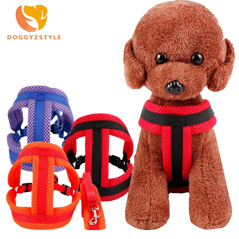 2018 дышащий Регулируемая сетка мелких собак Pet Harness и поводок набор щенок жилет для