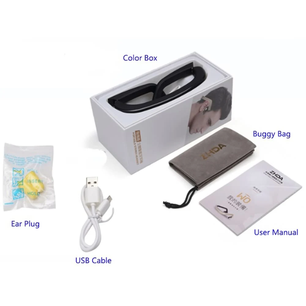 Bluetooth гарнитура ZHDA с костной проводимостью фирменный слуховой аппарат + телефон