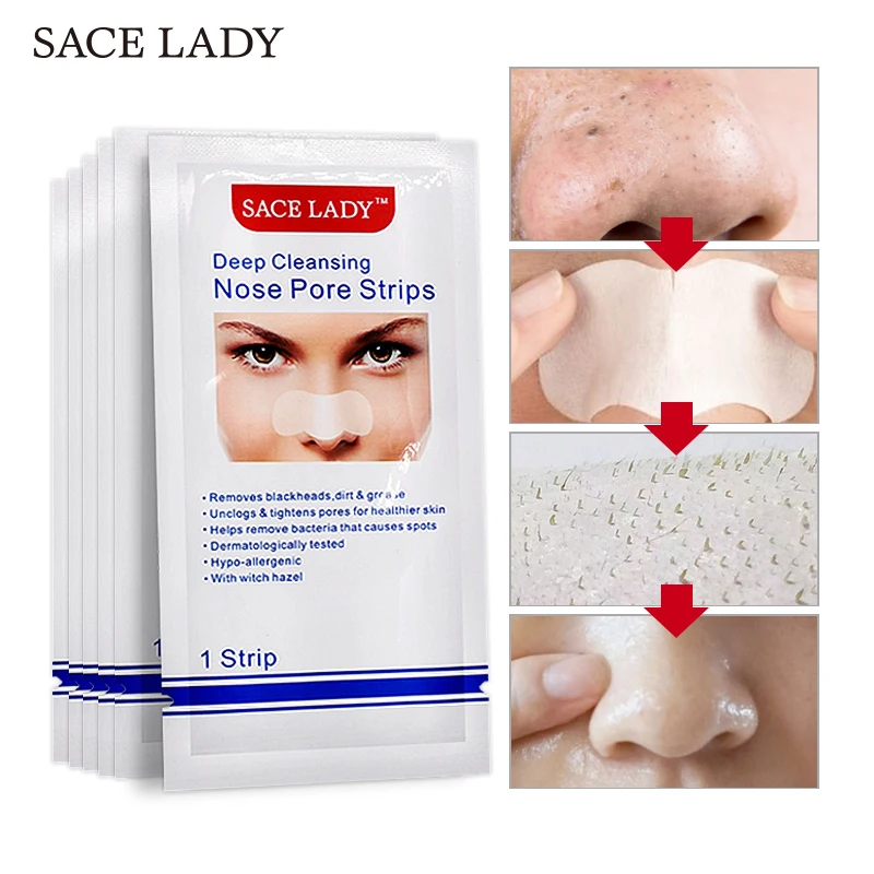 SACE LADY, маска для удаления черных точек, 6 шт., носовые полоски, черная голова, нос, точка, отклеивание, наклейка для лица, акне, белая головка, очиститель пор